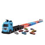 Camion cu platformă de remorcare și pistă de curse dublă 210 cm, set 8 piese