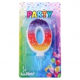 Lumânare de petrecere cu numărul 0 și stele