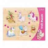 Puzzle din lemn TREFL – unicorni, lame și leneși