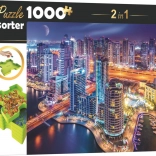 Puzzle Trefl cu sortator 2în1 Dubai Nocturn 1000 piese