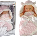 Păpușă Dulcele Bebelus în Înfășare Roz cu Fundiță