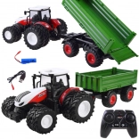 Tractor cu telecomandă + remorcă verde cu telecomandă RC0602