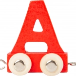 Small Foot vagon din lemn cu litera A – alfabet colorat
