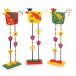 Păsări decorative din lemn – set 3 bucăți