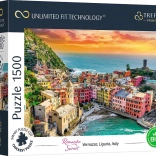Puzzle TREFL Apus de soare romantic: Vernazza, Liguria, Italia 1500 piese