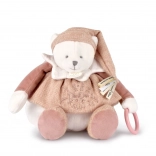 Set cadou Ursuleț de pluș polar Doudou cu inel 30 cm roz