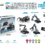 Set de construcție utilaje 6‑în‑1 cu acționare hidraulică pe apă, 223 piese, pentru copii 8+