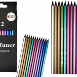 Set de creioane colorate metalice rotunde moi 12 buc