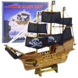 Model decorativ de colecție al unei nave pirați cu vele negre 33x29cm