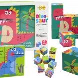 Cuburi puzzle educaționale 6în1 Lumea Dino, 9 piese