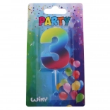 Lumânare aniversară numărul trei Curcubeu