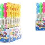 Joc cu bule broască – tub de plastic cu motiv dinozaur, 26 cm