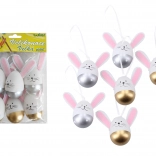 Ouă decorative din plastic pictate pentru agățat 6 cm, 6 bucăți