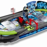 Pistă auto pliabilă luminoasă cu două mașini