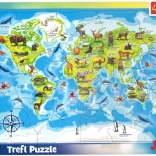 TREFL Puzzle Hartă lumii cu animăluțe 25 de piese