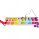 Set educațional din lemn 4‑în‑1 cu numere, forme și pescuit magnetic