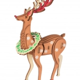 puzzle 3D din lemn, ren de Crăciun