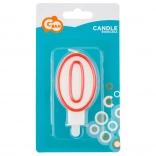 Lumânare cifră 0 cu contur roșu 7 cm