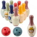Set de bowling pentru copii cu pisoiași – 10 popice și 2 bile colorate