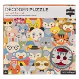 Petit Collage puzzle cu decodare Festivalul animalelor cu ochelari 3D, 100 piese