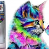 pictură cu diamante pisoi cu fluture 30 × 40 cm