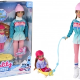 ANLILY mamă și fiică pe sanie – set de iarnă de păpuși cu sanie