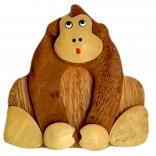 Magnet din lemn maimuță maro
