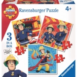 Puzzle Ravensburger Pompierul Sam 3‑în‑1 (25, 36 și 49 piese)