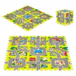 Covoraș de joacă din spumă cu motiv urban – 9 piese 90,5 × 90,5 cm IPLAY