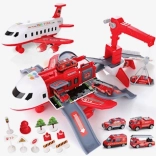 Avion pliabil cu parcare mare și macara – set de pompieri