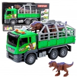Camion de transport dinozauri cu lumini și sunete 1:14 verde