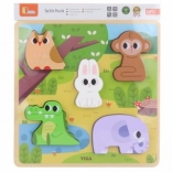 Puzzle tactile din lemn Animale din pădure VIGA