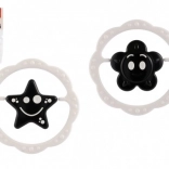 zornăitoare și inel de dentiție din plastic, 12 cm, alb-negru, de la 0 luni