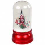 Glob de sticlă de Crăciun cu zăpadă și MOȘ CRĂCIUN, roșu, LED și muzică