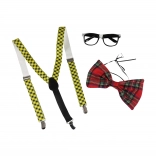 Set de carnaval: papion cu ochelari și bretele