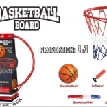 Coș de baschet metalic 1:1 cu plasă, minge și pompă