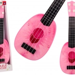 Ukulele pentru copii Mini chitară 4 corzi motiv piersică roz