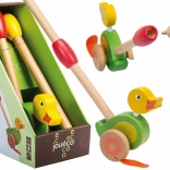 Rață din lemn de împins pe băț JOUECO