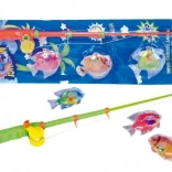 Joc de pescuit magnetic cu peștișori de plastic și undiță