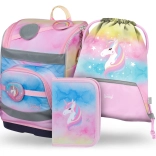 Set 3 BAAGL Zippy plus Rainbow Unicorn: ghiozdan, penar si saculet
