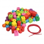 Maximărgele din lemn colorate cu șnur de înșirat 92 buc
