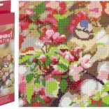 pictură cu diamante pițigoi pe ramură 30 × 30 cm