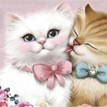 pictură cu diamante pisici îndrăgostite 30 × 40 cm