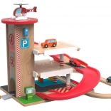 Garaj din lemn cu pistă de tren 2Kids Toys