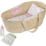 Coșul lui Moise pentru păpuși Llorens cu lenjerie și accesorii