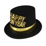 Pălărie neagră de Anul Nou cu margine aurie Happy New Year