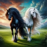 Pictură cu diamante alb-negru 30 × 40 cm