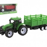 Tractor din plastic cu remorcă, 21 cm, mers liber, 2 culori