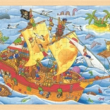 Puzzle de lemn Goki Pirați 96 piese