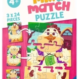 Ravensburger puzzle Mix & Match: prietenii mei de la fermă 3×24 piese